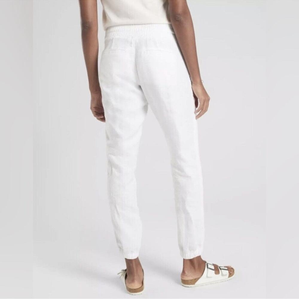 Athleta Cabo White 100% Linen High Rise Cropped Joggers Women’s Size 20 - Picture 3 of 15